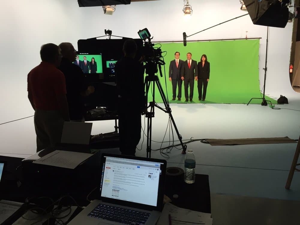 On set, crew filming a commercial